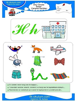 Çocuklar İçin H Sesi Çalışma Sayfaları 